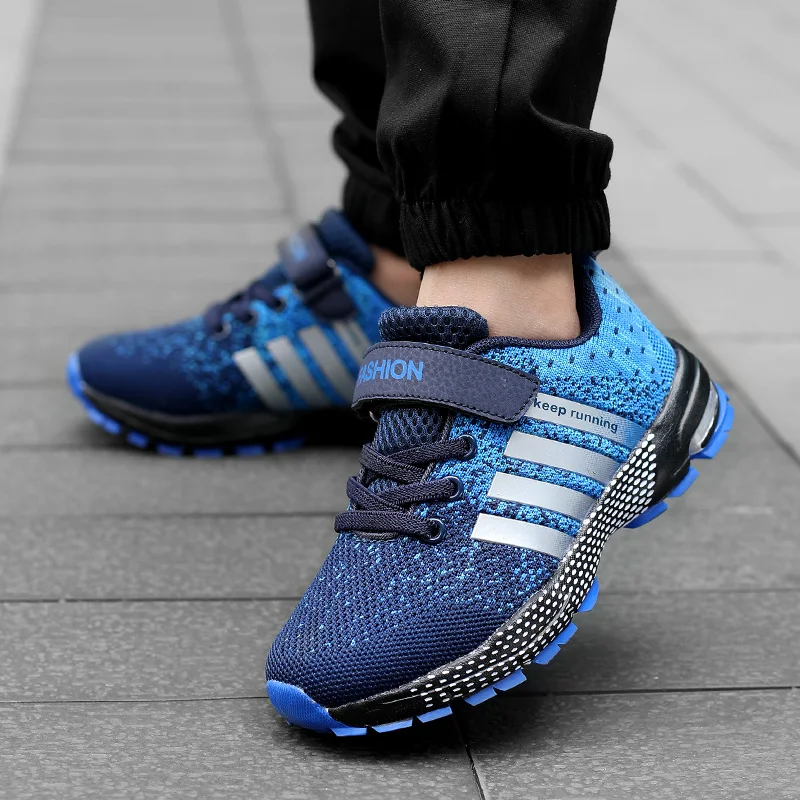 Breathable Mesh Kids Running Shoes Boys Fashion Lightweight Sport Sneakers Children Walking Tenis School for Girl Blue New | Детская