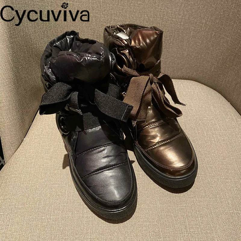 Зимние сапоги; женские зимние сапоги для дождливой погоды с перекрестной шнуровкой; удобные ботильоны на плоской платформе с круглым носком; теплая женская обувь из шерстяного плюша