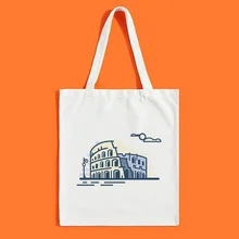Знаменитое здание, простая сумка с принтом, Холщовая Сумка-тоут, логотип, сделай сам, для ежедневного использования, многоразовая хозяйственная сумка, переработанная эко-сумка