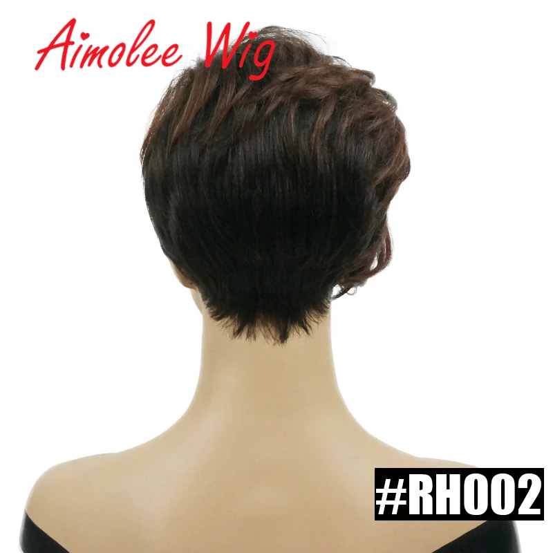 Aimolee короткий мягкий Асимметричный Омбре коричневый термостойкий натуральный Повседневный парик синтетические волосы парик для женщин