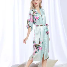 Explosion Stil Pfau, Пижама, Bademantel, сексуальная, Strickjacke Seide, пижама, Damen Sommer plus, для домашнего обслуживания