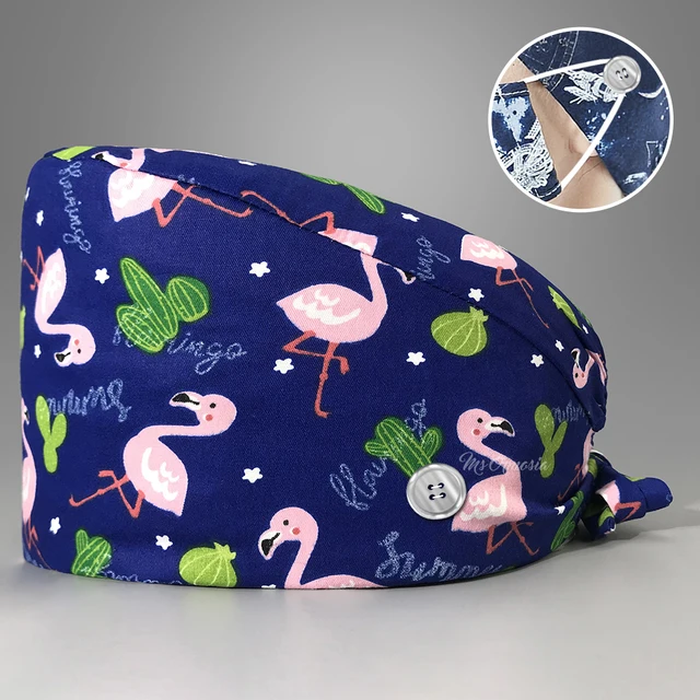 Fashion cotton Cute bird Cartoon print hats adjustable Scrub hat beauty salon nursing cap laboratory pet shop fashion scrub caps 12244