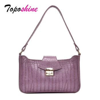 

Toposhine Lock Crocodile Pattern Woman Shoulder Bag Female Hand Bag Fashion Summer 2020 Flap Bag Leather Alligator Women Bags