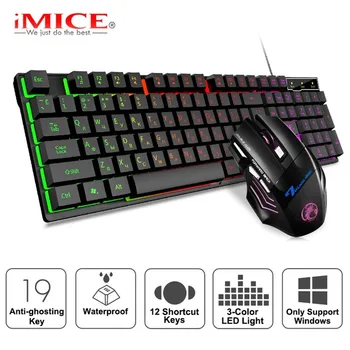

Gaming keyboard and Mouse Wired keyboard backlight keyboard Russian Spanish Gamer kit Silent Gaming Mouse Set forPC Laptop