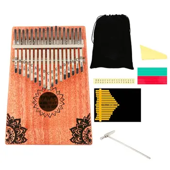 

17 Key Kalimba Mahogany Thumb Piano Solid Wood Thumb Piano Finger Mini Keyboard Portable Instrument for Beginners