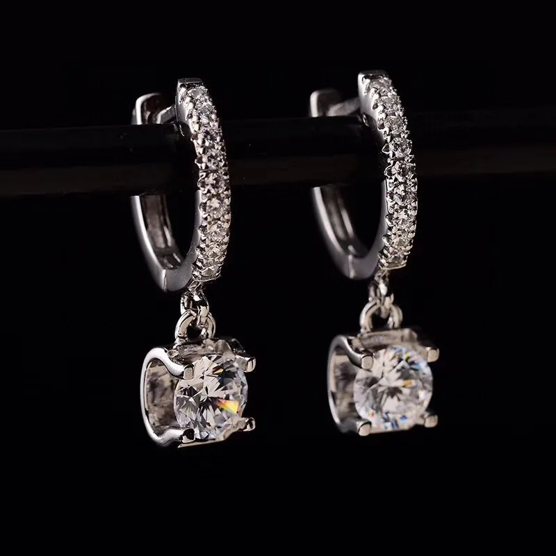 

S925 Silver earrings Cut Single grain 0.50ct Diamond Test Passed Moissanite Silver Earring Jewelry earrings for women