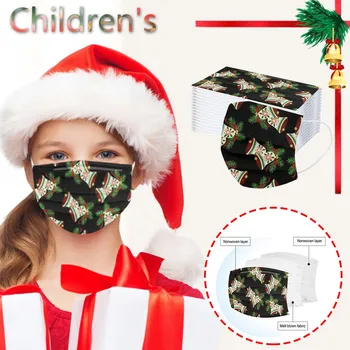 

Unisex Christmas Facemask kids mask with filter Disposable masque Breathable 3Ply face mask cover mouth Earhook Mascarilla