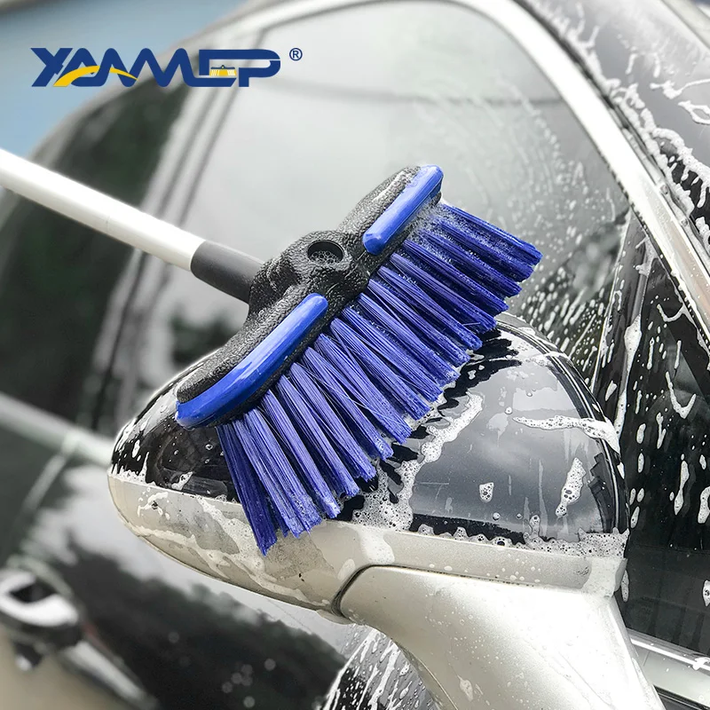 Baratos Cepillo de lavado de coche cepillo de flujo de agua de coche cabezas reemplazables camión limpiador de neumático cepillo de manija ventanas de coche Herramientas de limpieza Xammep