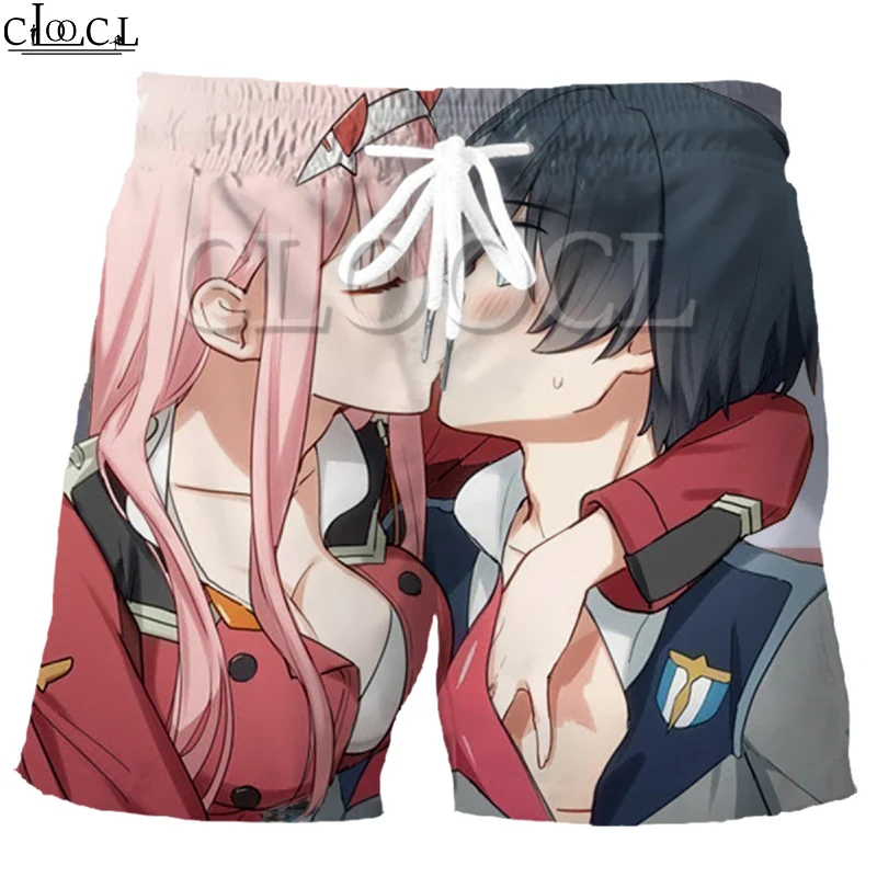 CLOOCL Anime Darling In The Franxx Zero Two 반바지 캐주얼 비치 팬츠 3D 프린트 남성 스포츠 드로 스트링 패션 와일드