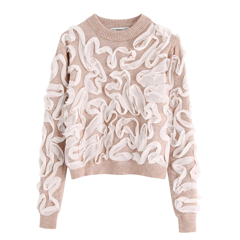 

RR Casual Panelled Sweaters Women Fashion O Neck Knitted Sweater Women Elegant Long Sleeve Sweaters Female Ladies JQ