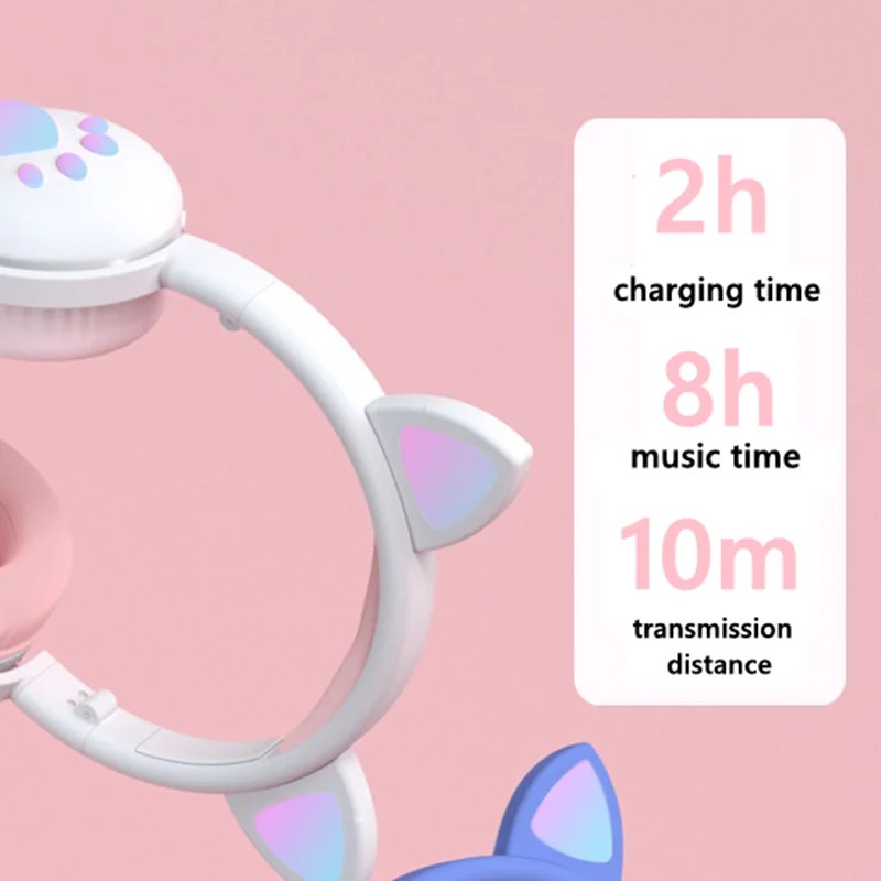 High Quality Cute Cat Bluetooth TV PC Headphone With Mic Glowing LED Girl Kid Music Helmet with TV PC Wireless Transmit Gift