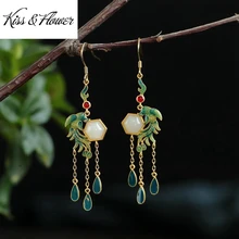

KISS&FLOWER ER350 Fine Jewelry Wholesale Fashion Woman Girl Mother Birthday Wedding Gift Vintage Phoenix 24KT Gold Drop Earrings