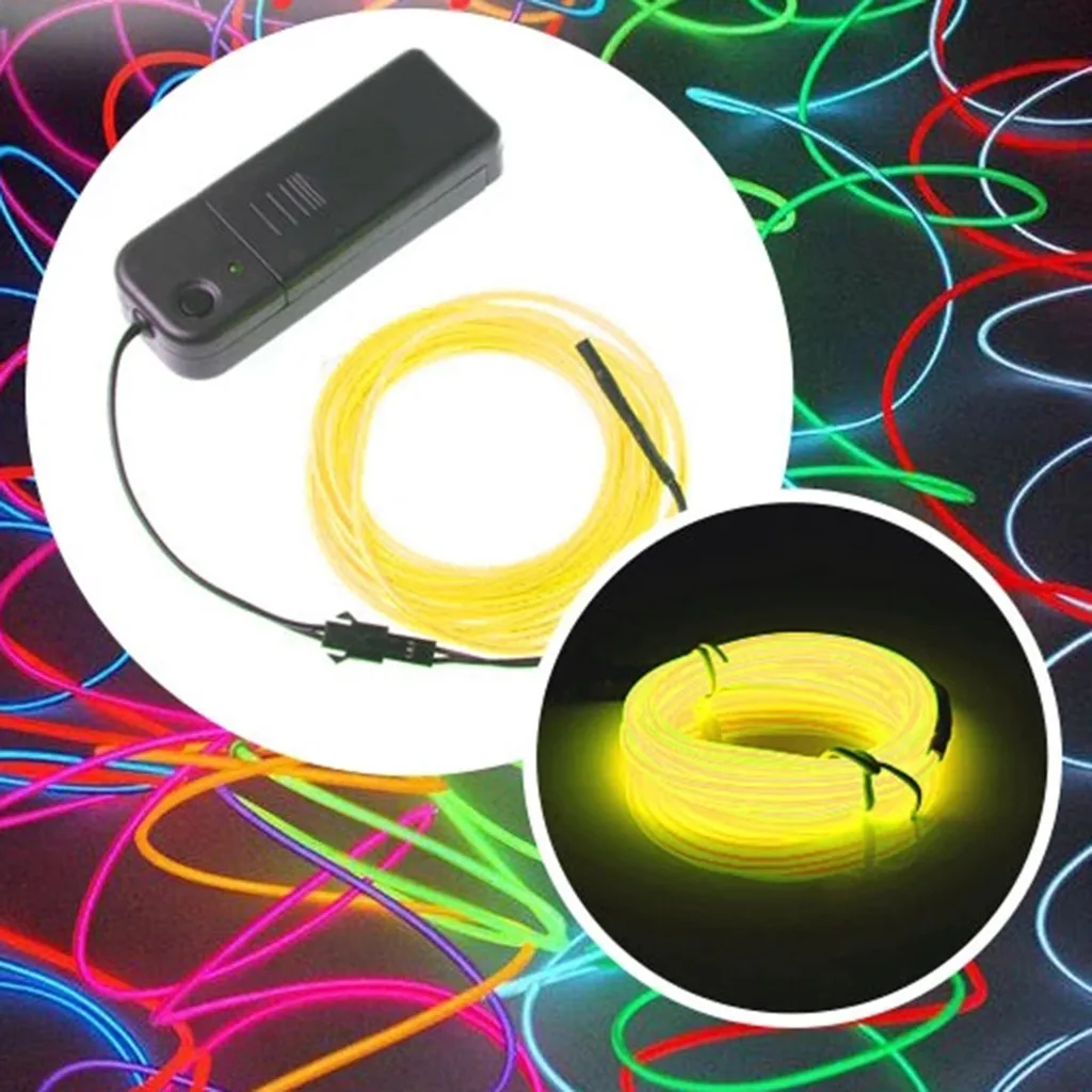 Yellow 1 м на батарейках люминесцентный неоновый светодиодный свет светящиеся EL проволочные ленты Веревка для рождественской танцевальной вечеринки самодельные костюмы одежда - Цвет: Yellow