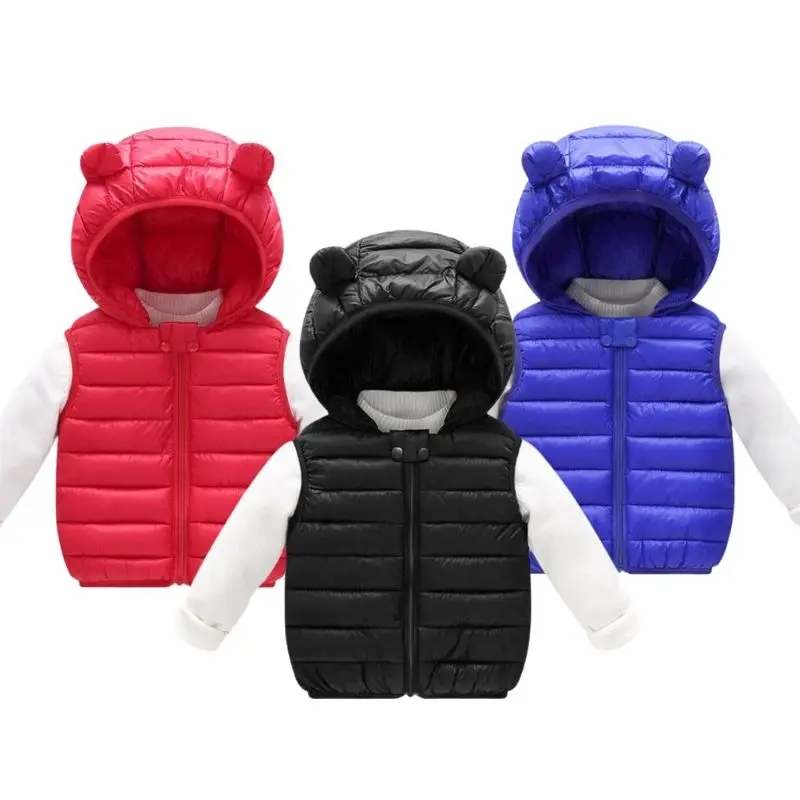 Children's Down Cotton Hooded Vest Warm Winter Sleeveless Kids Toddler Girls Boys Jacket Outwear Infant Baby Fall Clothes children vest