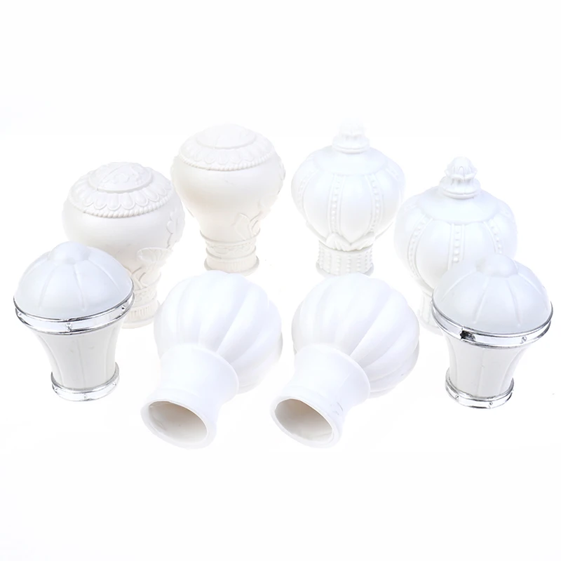2Pcs Multiple Sizes Curtain Rod Cap Finials Plastic Vintage Drapery Rail Ends