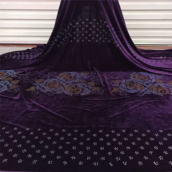 

Purple African Velvet Lace Fabric With stones Nigerian French Lace Fabrics 2020 green High Quality Sequined For Wedding Dress