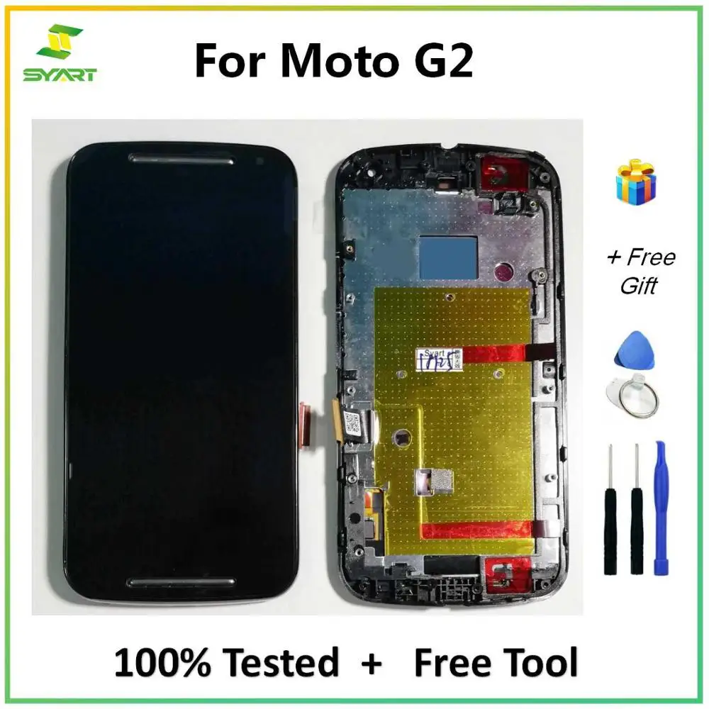 Pаспродажа SYART для Motorola Moto G2 G 2 2nd Gen XT1063 XT1064 XT1068 XT1069 ЖК дисплей сенсорный экран дигитайзер с рамкой в сборе + Инструменты