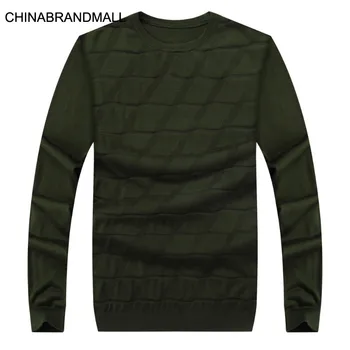

Autumn Men Fat Man Plus Fat Plus Size Length Sleeve Knitting Shirt Youth Solid Color Round Neck Stripes Sweater Male