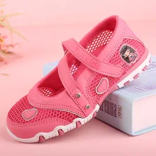 Сандалии для девочек; сетчатая обувь; Качественная милая детская обувь; повседневные кроссовки на плоской подошве для больших девочек; Размеры 26-37; летние сандалии принцессы для девочек; 3