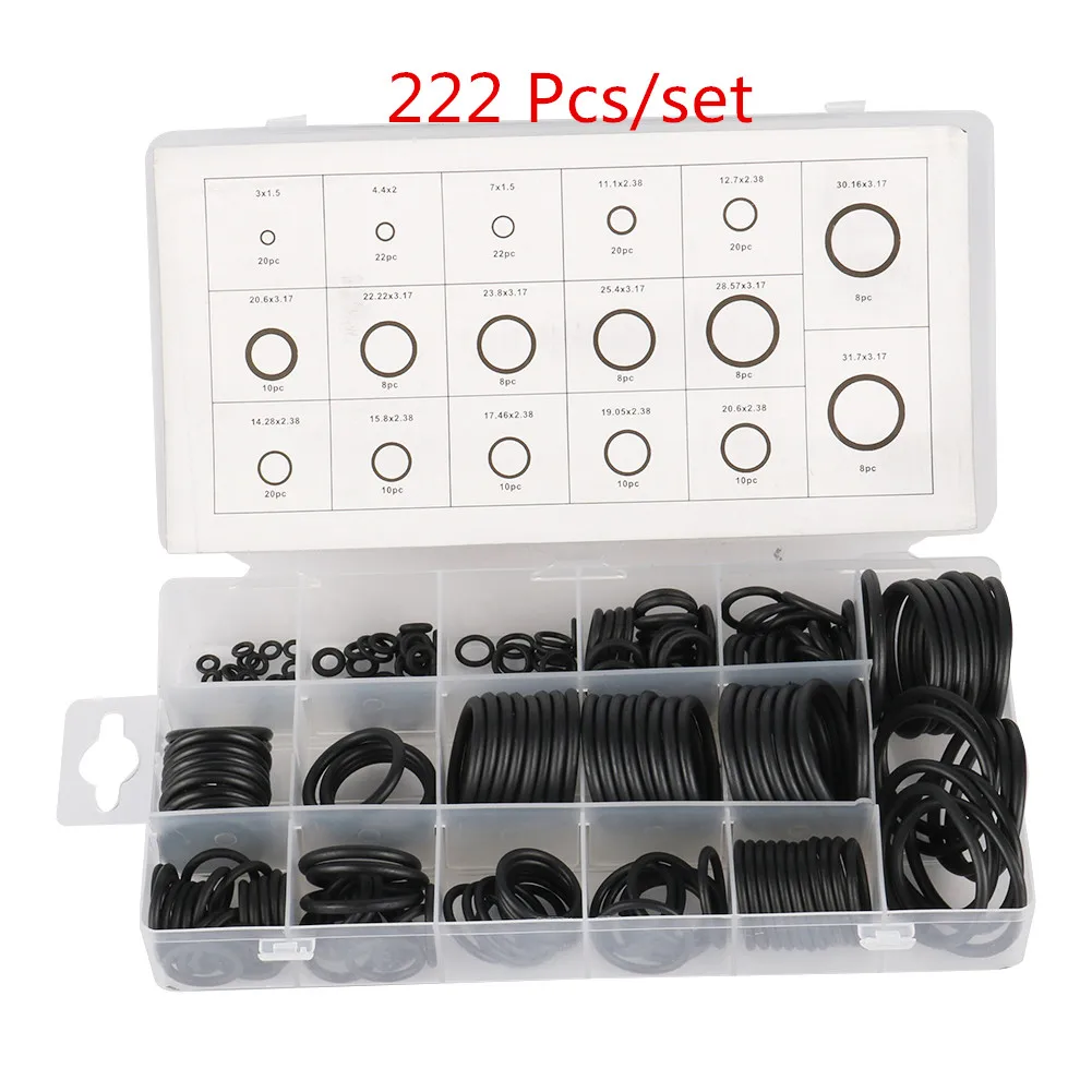 7 Type Multi-size O-Ring Assortment Kit NBR Rubber Gaskets Garden Irrigation Sealing O Rings Connector Washers Black/Green 