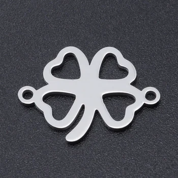 

5pcs/lot 100% Stainless Steel Clover Connector Charms Wholesale DIY Necklace Bracelet Making Charms Jewelry Making Charms