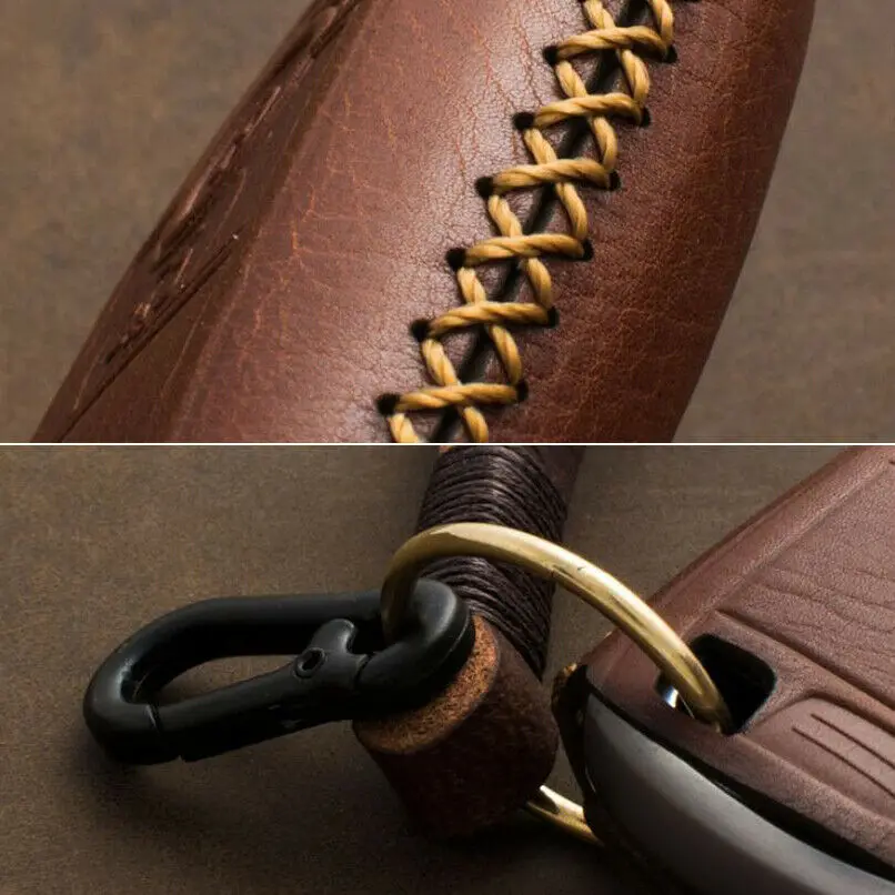 For Ford Fusion Mustang Explorer F-150 F-250 F-350 Genuine Leather Car Key Case Cover Bag Shell Remote Key Case