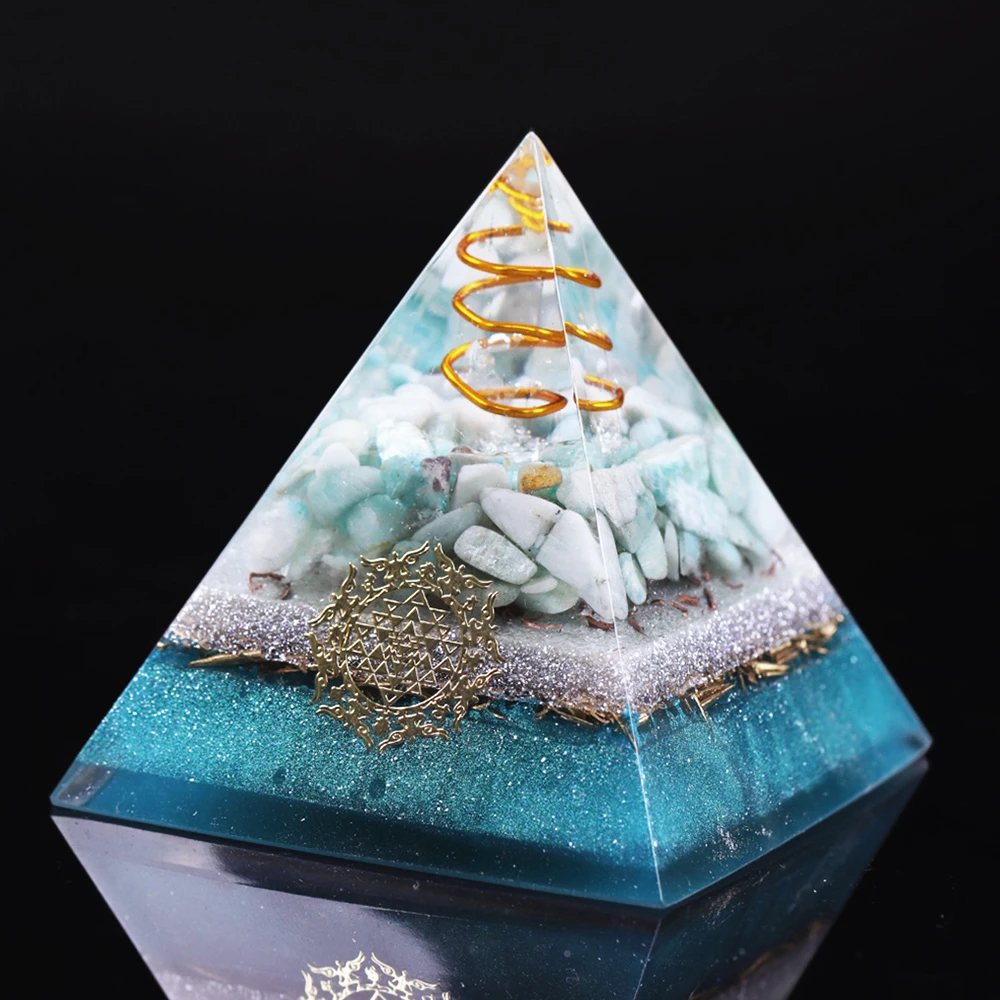 Spiritual Elementz Reiki Charged Bianco Orgone Pyramid Trasparente Cristallo Gemma Copper Metal/EMF della Meditazione Yoga generatore di energia