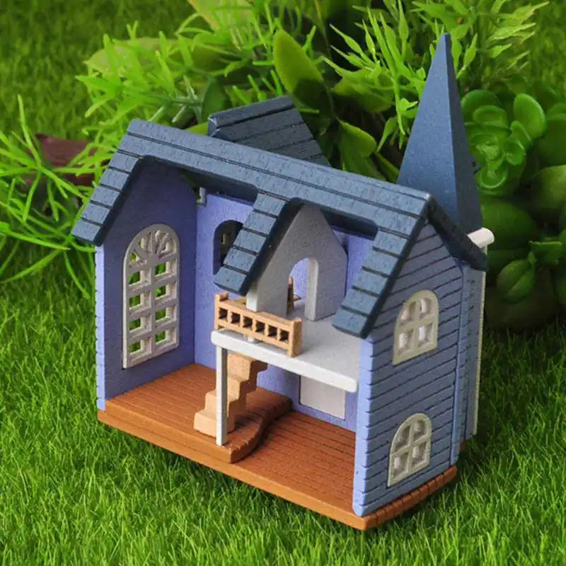 Casa da cidade de conto de fadas diy mini bonecas de madeira em miniatura acessórios artesanato construção montar brinquedos artesanato móveis kits