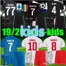 Детский комплект, коллекция 19/20 года, Футбольная Футболка juve, BUFFON Dybala DE LIGT Ramsey Ronaldo, Детский комплект, футбольная рубашка juve, Детские майки