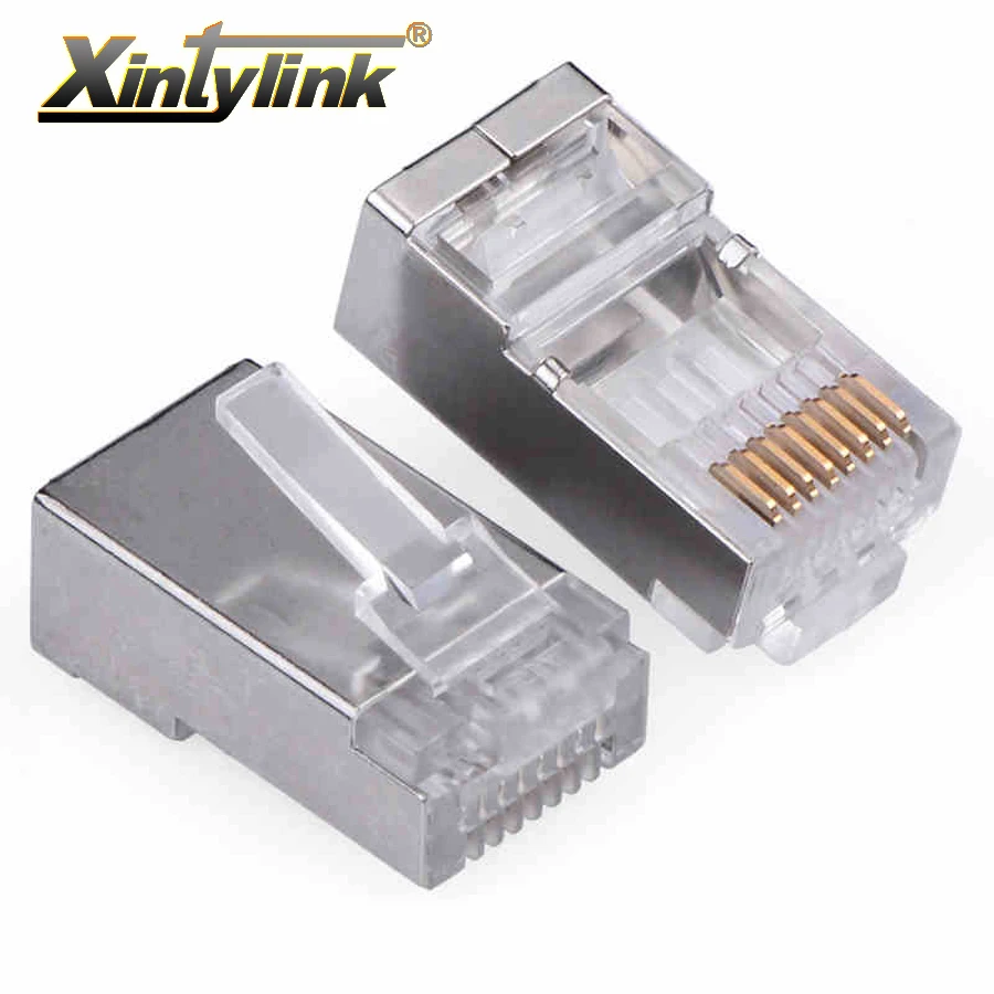 Xintylink rj45 разъем ethernet штекер кабеля cat5 cat5e сетевой разъем 8P8C металла экранированный терминалы 1000 шт