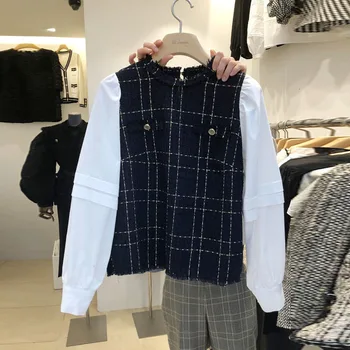 

Fashion Women Shirts Korean Style 2020 Spring and Autumn Ladies Blouses and Tops Plaid Long Sleeve Women Clothing Y571