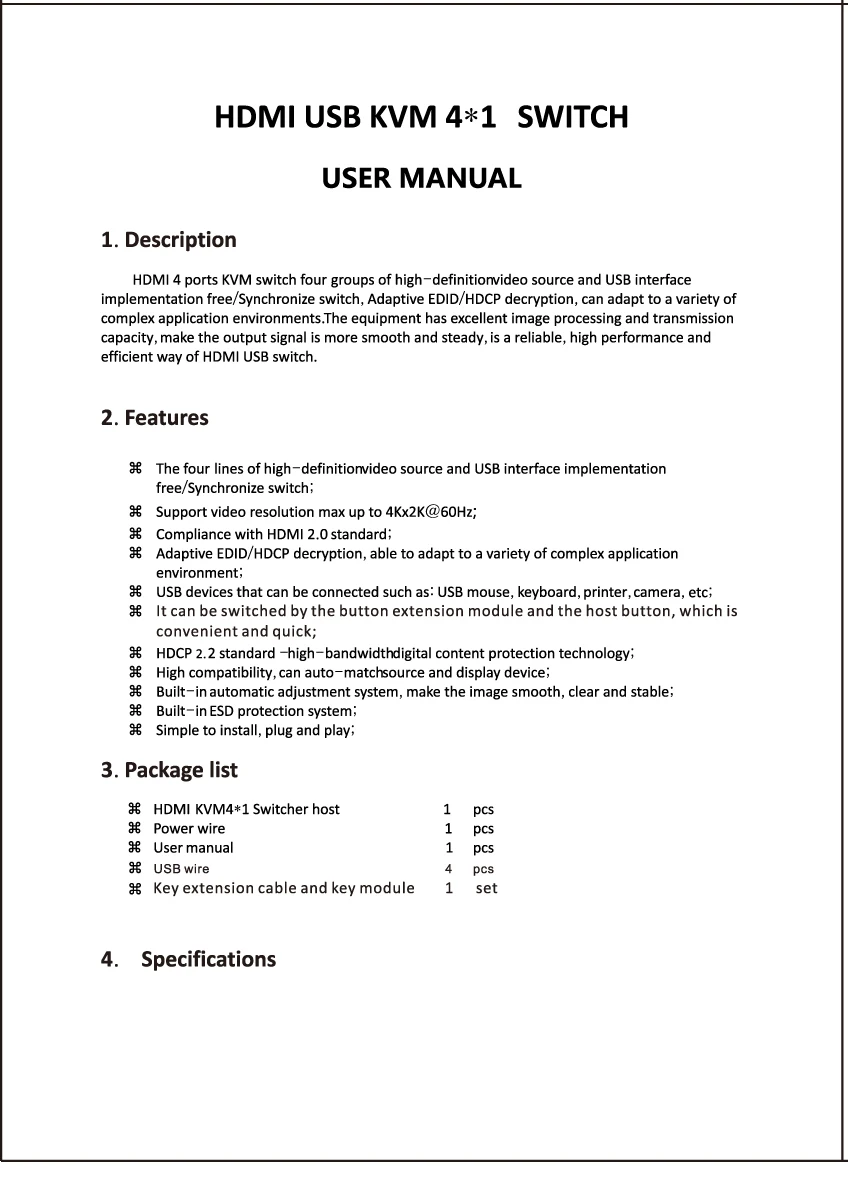 hdmi usb kvm interruptor 4 em 1