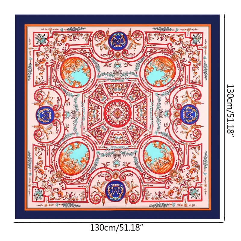 130x130 см женское из искусственного шелка многофункциональная пляжная шаль из саржевого жаккарда Европейский Дворцовый стиль Экстра большой квадратный шарф Одеяло обертывание