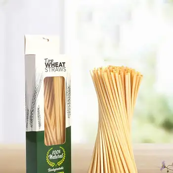 

100pcs/20cm Wheat Drinking Straws Natural Eco-Friendly Biodegradable Straws Friendly Straw Bar Kitchen Accessories
