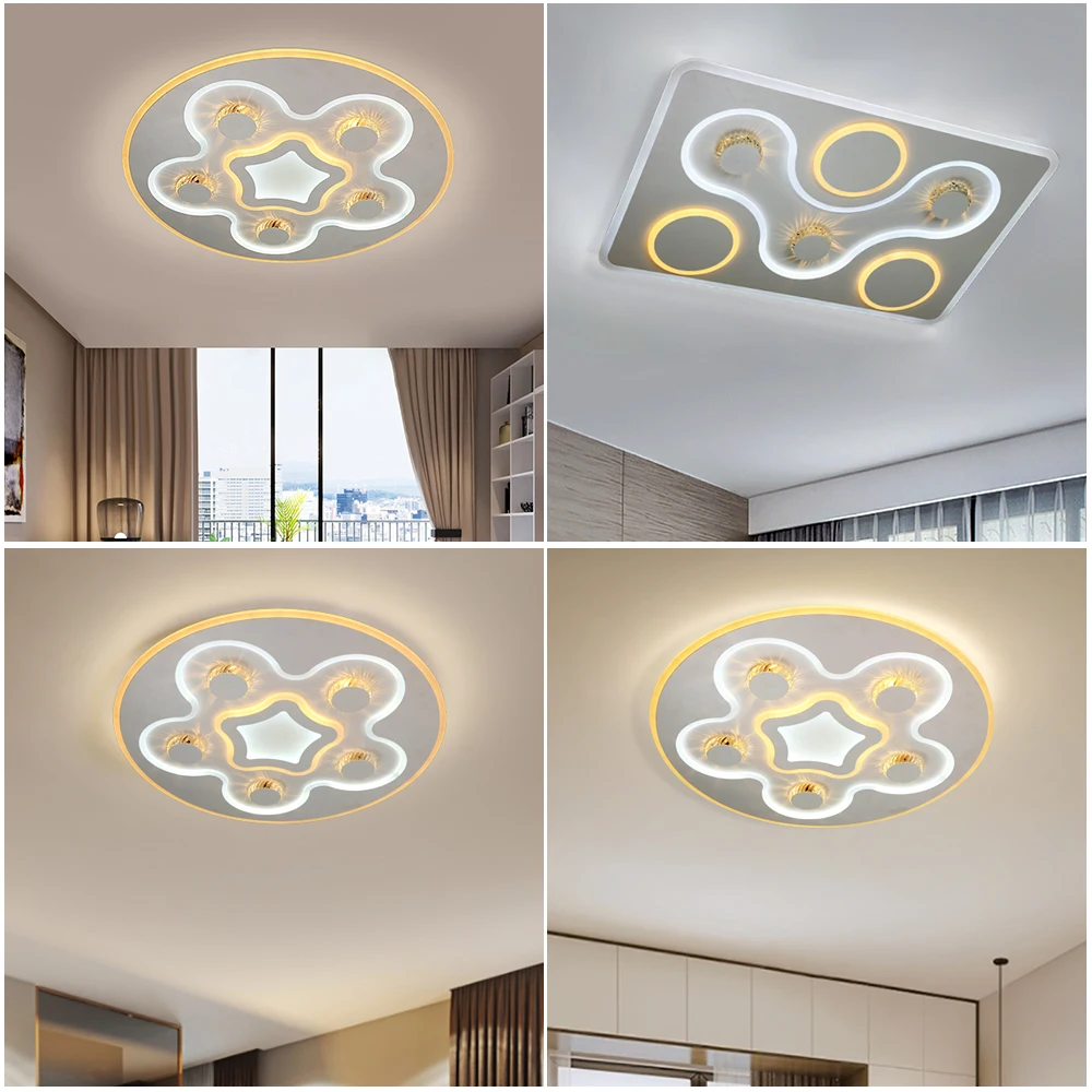 

Modern LED Ceiling Lights Acrylic Creative Lighting Fixtures Living Remote Control square round Bedroom Lamp Luminaires