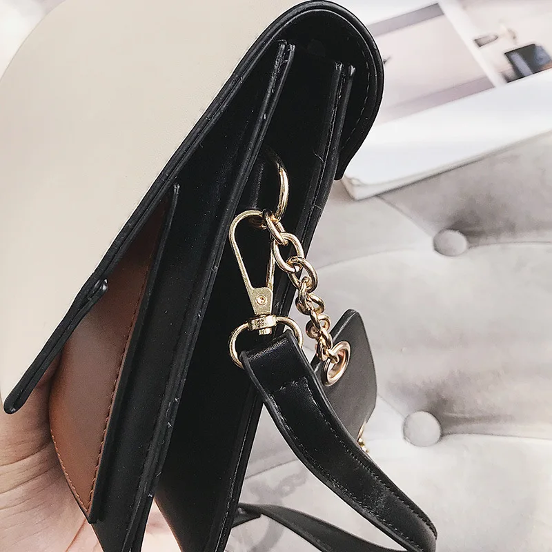 

Korean-style Contrast Color Chain Square Sling Bag Simple Magnetic Snap Shoulder Oblique WOMEN'S Bag