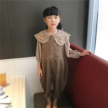 Комбинезоны для детей 1, 2, 3, 4, 5, 6 лет, Осенний корейский вельветовый комбинезон для маленьких девочек, высококачественные однобортные штаны, Новое поступление