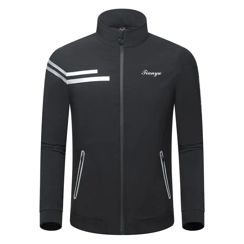 Новая осенне-зимняя мужская водонепроницаемая куртка для гольфа, пальто с длинным рукавом, верхняя одежда с воротником-стойкой, Мужская ветрозащитная Спортивная одежда для гольфа - Цвет: Черный