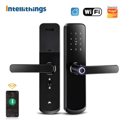 Intellithings Tuya Smart Biometric Fingerprint Lock with Doorbell Home Security Electronic Door Lock App Control Touch Panel