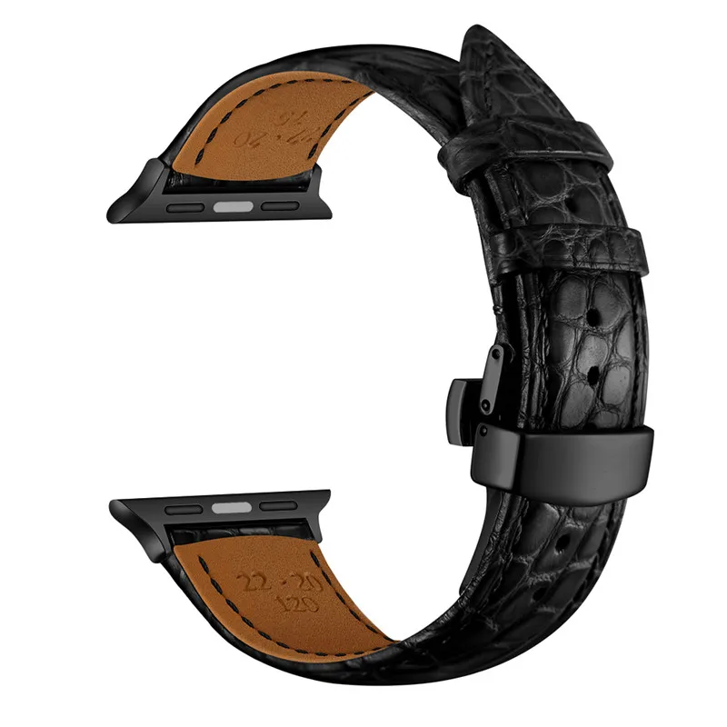 Крокодиловая кожа Ремешки для наручных часов Apple Watch, ремешок 42 мм, 38 мм, версия 4 44 мм для девочек; мини-юбка для браслет для iwatch для наручных часов Apple Watch Series 5 4 3 2 1 ремешок - Цвет ремешка: black-black
