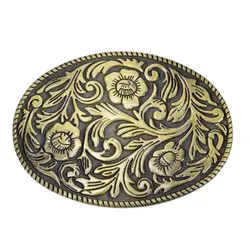 Fivela de cinto de liga de metal, flor e plantas, unissex, para 1.5 de largura, cowboy e cowgirl, ferramenta de metal, fivelas ocidentais para cintos