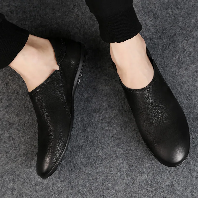 Men Peas Shoes Pointed Toe Mens Formal Shoe brown Elegant Simple Suit Gentleman Loafers Flats business Leather Size 38-44 %