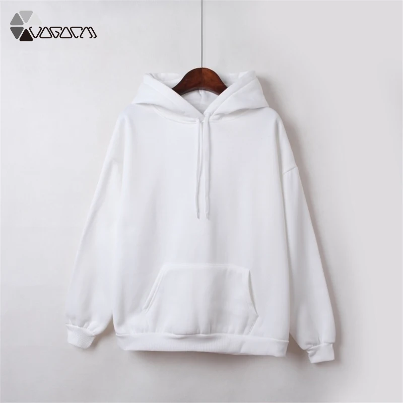 

Winter Autumn Women Hoodie Thicken Fleece Solid Color Pullover Street Hip Hop Casual Hooded Sweatshirt Long Sleeve Plus Size