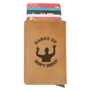 

Funny hands up don't shoot men wallets rfid Blocking Small wallet For Credit Cards High Quality Leather carteira short portfel