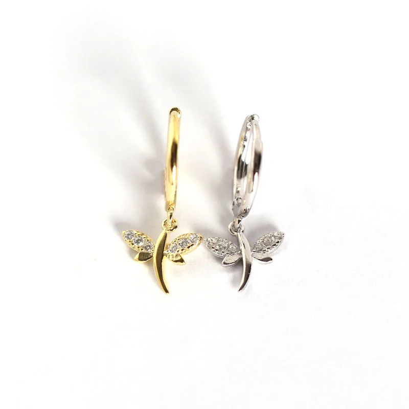 SHANICE Новые Нежные серьги с дизайном «стрекоза» 925 пробы серебряные блестящие циркониевые звезды серьги-гвоздики для женщин