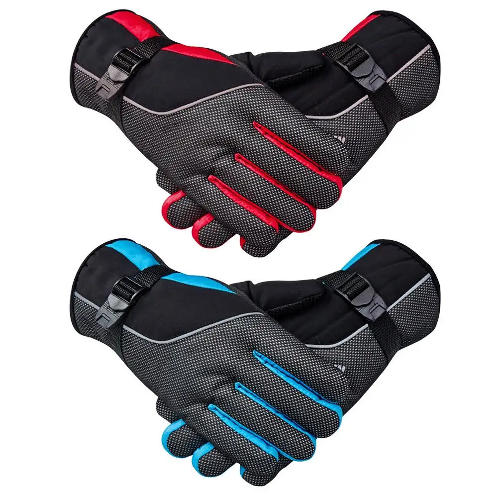 1 Pair Night Reflective Design Winter Warm Gloves Windproof Waterproof Anti-slip For Outdoor Sport Cycling Riding Skiing Mittens
