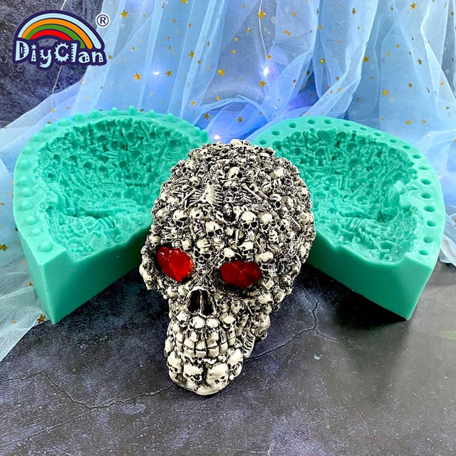 3D Halloween Skull Chocolate Silicone Mold Creativity Skull Head Handmade  Soap Candle Mould Cake Tools For The Kitchen Baking