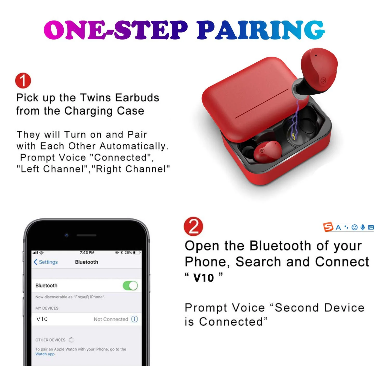 ABKT-V10-Tws Bluetooth 5,0, наушники, стерео Беспроводная гарнитура, наушники с глубоким басом, мини-наушники с микрофоном, зарядная коробка, наушники с головкой