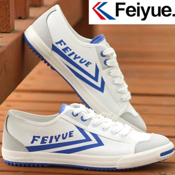 White blue 37 Feiyue/обувь; дышащая парусиновая обувь на плоской подошве; кроссовки для тхэквондо; женская и Мужская Спортивная обувь; обувь для ходьбы, боевых искусств, кунг-фу, скейтбординга - Цвет: White blue 37