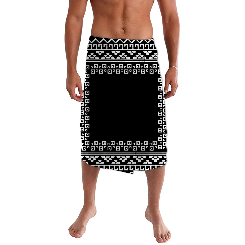 DIY Gift Customized ie faitaga Polynesian Print Fabrics Loose Half Skirt Indigenous  Painting Art Bonfire Party Costumes